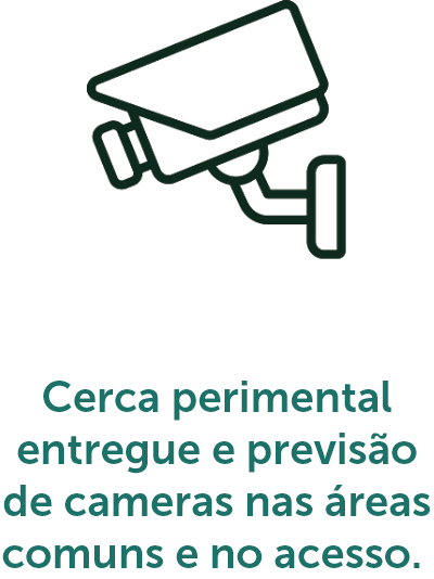 Cerca perimental entregue e previsão de cameras nas áreas comuns e no acesso. 
